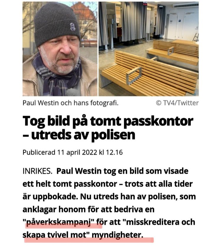 GostaBroholmer's tweet photo. Ett konkret exempel pĂ„ MSBs defn av âinformationspĂ„verkanâ !
Dvs du fĂ„r inte vara kritisk till sv myndigheter ! Det underminerar tilltron till đžđȘ förmĂ„ga ! (sid 18) https://t.co/bQJnTPKyFs