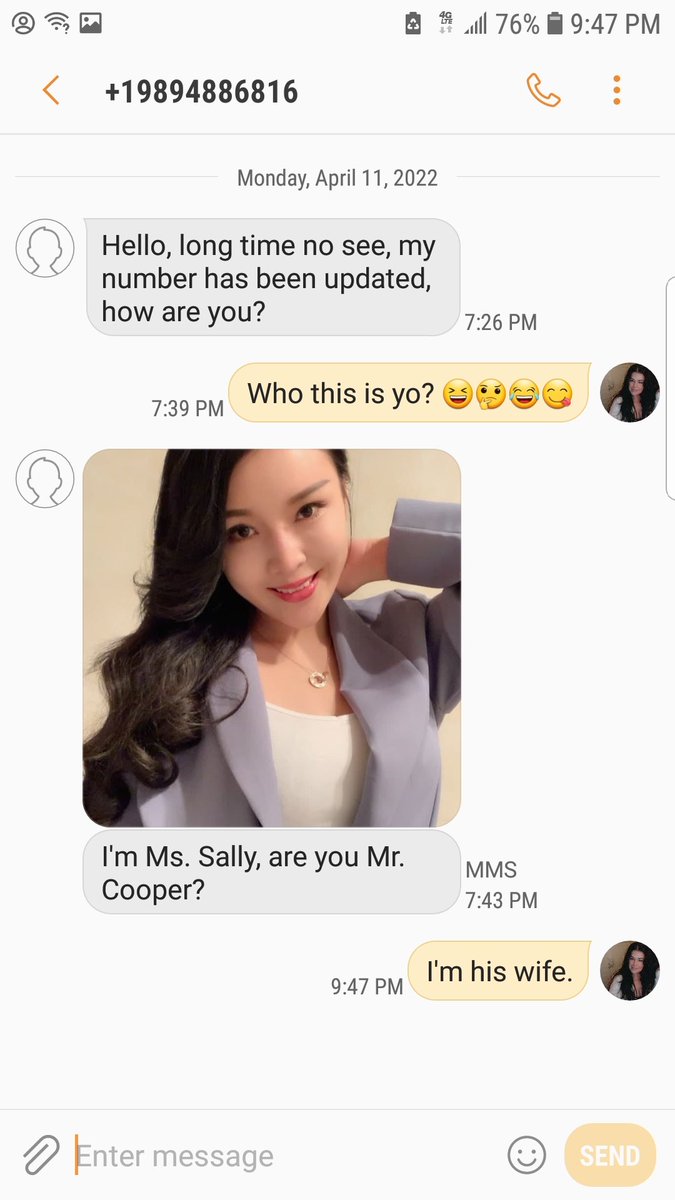 7ly's tweet photo. Got an interesting text tonight...

(I ain't his wife) https://t.co/q0NLJ5H3Xj