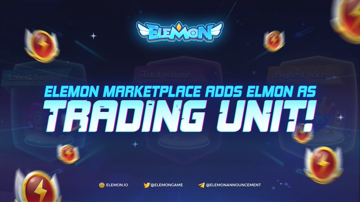 🌟ELEMON MARKETPLACE OFFICIALLY ADDS ELMON AS TRADING UNIT🌟
 
Apart from BUSD, users can choose to trade #NFT Elemons in $ELMON on #Elemon Marketplace from this moment on!
 
👉 Check it out: app.elemon.io/market
 
Happy trading, Elemonians!
 
#Elemon #ELMON #ElemonMarketplace