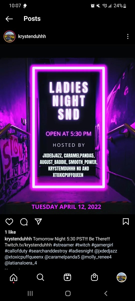 KrystenDuhhh's tweet photo. Grab your drinks and be there tomorrow night!! 5:30 PST @ https://t.co/cnZvDtyxk4 #streamer #twitch #gamergirl #callofduty #searchanddestroy #ladiesnight @JxdedJazz @CaramelPanda5 https://t.co/bkKna82fk5