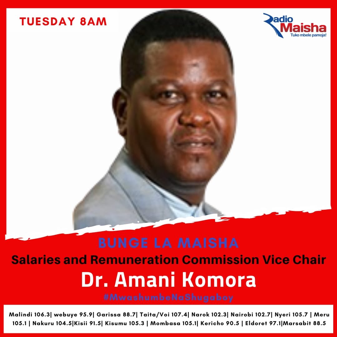 What happens when you want a salary raise in Gvt? An increase in house allowance? Better pension? Car grant?The back stops with the SRC. Not an easy job, only ONE cake and millions of priorities. Tune in to <a href="/radiomaisha/">Radio Maisha</a> with <a href="/srckenya/">srckenya</a> Vice Chair Dr. Amani Komora for more