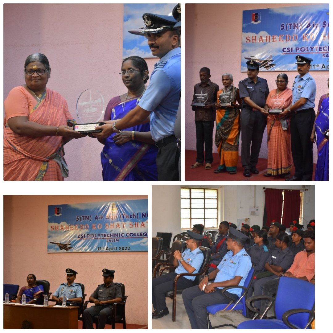 NCCDte_TNPAN's tweet photo. #AzadikaAmritMahotsav 
#Shaheedokonaman
Plaque of Gratitude was handed over to Next of Kins of Martyrs by 5 Air Sqn (T) NCC Unit/ Coimbatore Gp. 
@HQ_DG_NCC
@SpokespersonMoD 
@Def_PRO_Chennai 
@fobcbe 
@fob_salem https://t.co/TT7uBYvXCH