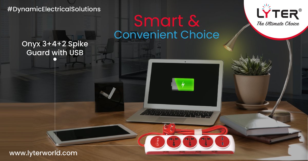 thelyterworld's tweet image. #DynamicElectricalSolutions – Make the smart and convenient choice with #Lyter’s Onyx USB #SpikeGuard. 

Get your entire setup ready and #protect your devices against electric spikes – two birds with one stone!

🌐: lyterworld.com

☎️: +91-9833623624