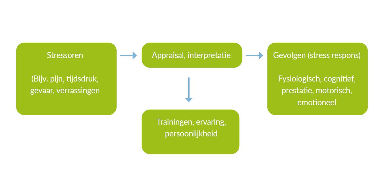 In Frontlinie training gebruik ik een eenvoudig werkmodel. Om voor leken de begrippen stressoren, stress respons en medierende factoren even uit elkaar te halen.