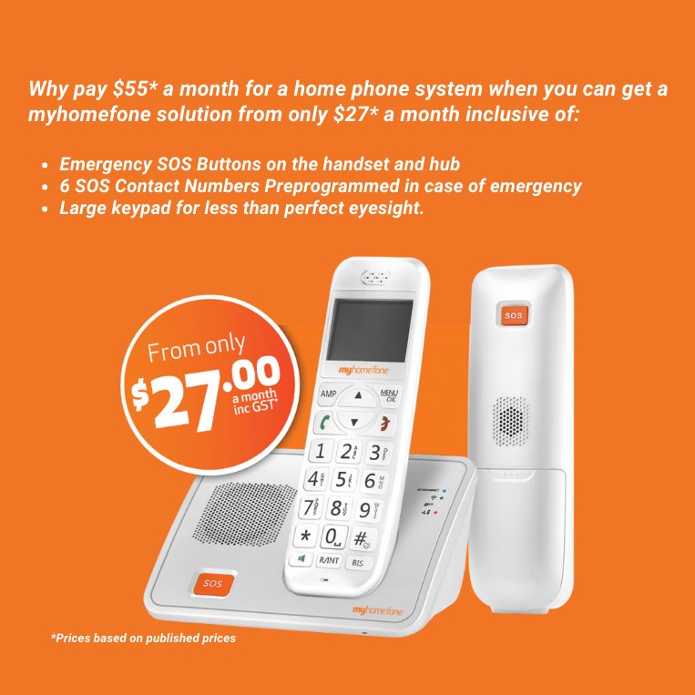 myhomefone's tweet photo. Looking for a home phone alternative that costs less and comes with additional support features and benefits at no extra cost? Perfect for #pensioners and #seniors Call 1300 031 107 
#agedcareathome #assistedliving #independentliving #agedcare #caretechnology #talkingagedcare https://t.co/imlMGDJXuW