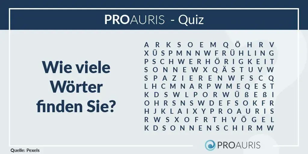 Heute haben wir ein kleines Quiz für Sie vorbereitet. Wie viele Wörter können Sie finden? Schreiben Sie uns gerne Ihre Antwort in die Kommentare.⠀
⠀
Lassen Sie sich kostenlos rund um das Thema „Hörgeräte" beraten: 👇proauris.com/hoergeraete-te…⠀⠀
⠀
#proauris #quiztime #rätsel