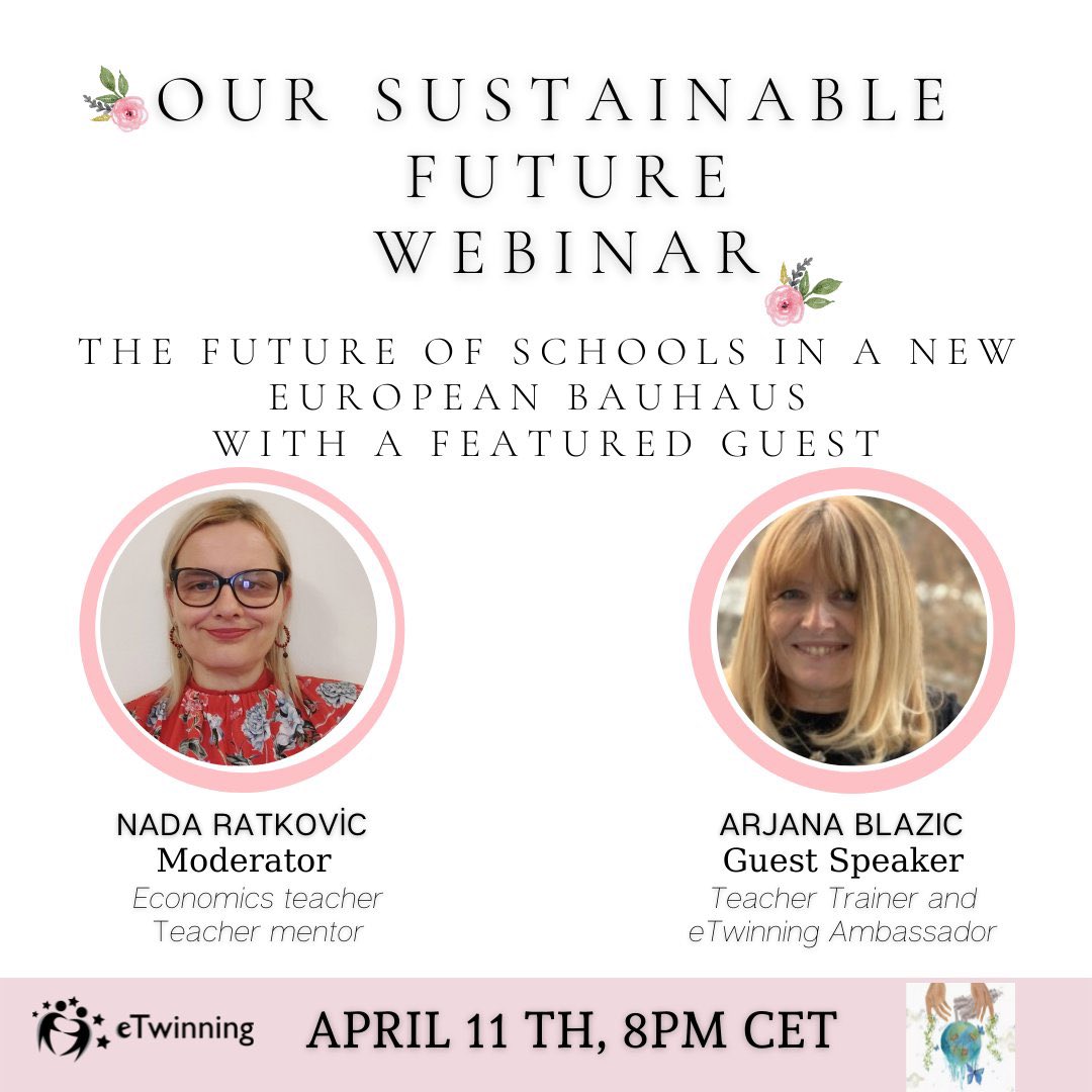 We are having a webinar with a featured guest.
#sustainableschool  #etwinning #NewEuropeanBauhaus 
@abfromz @NadaRatkovic