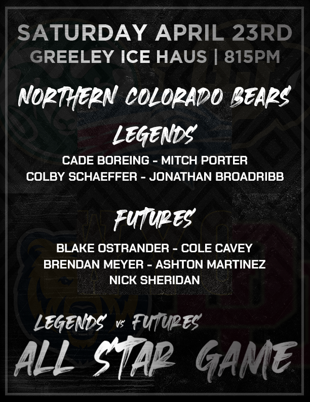 We're excited to announce the 9 Bears that have been invited to play in the inaugural Legends vs Futures All-Star Game!

These players were voted on by coaches across the Big Mountain Hockey Conference.