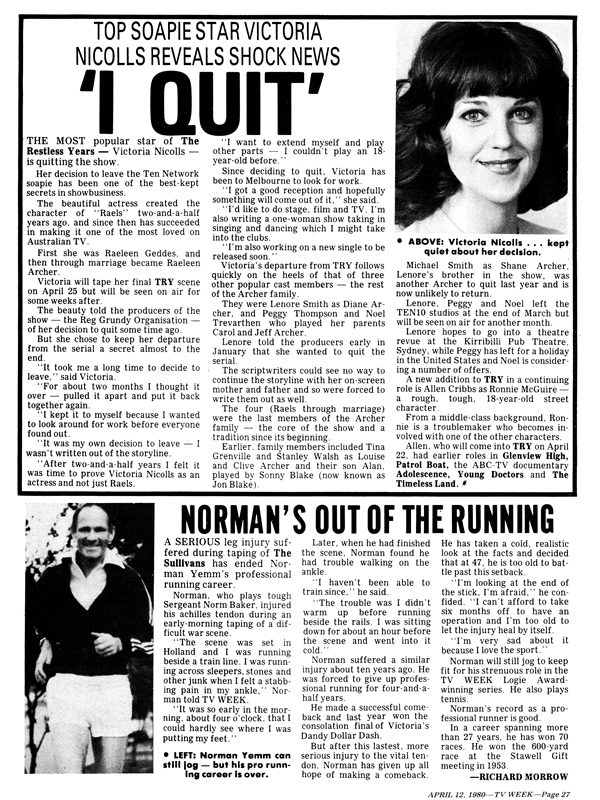 TelevisionAU's tweet photo. Today, 1980: @60Mins reporter George Negus on the cover of @TVWEEKmag
- New @Channel7 drama Young Ramsay
- Victoria Nicolls quits #TheRestlessYears https://t.co/9JNLTC8v4G