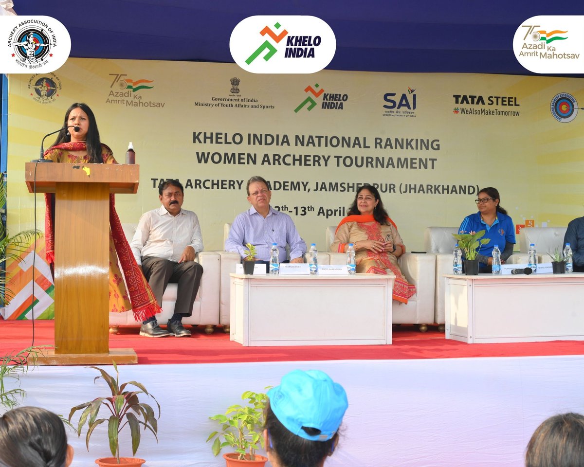 india_archery's tweet photo. Glimpses of the Inauguration Ceremony of 1st @kheloindia National Ranking Women Archery Tournament.
📅 12-13 April, 2022
🏟️ JRD Tata Sports Complex, Jamshedpur, Jharkhand
#IndianArchery #kheloindia #women #sportsforwomen #womenempowerment #jamshedpur #Archery #NRAT #WomenNRAT https://t.co/ecko3xtwbx
