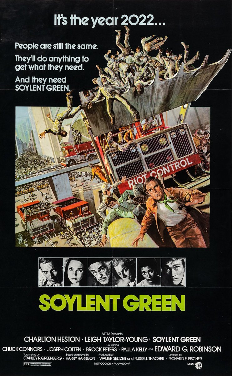 Civil Unrest/Conflict
Protests, Riots &amp; Looting 
Shortage of Food Resources... 

Yet 50 years ago they made a 🎦 
Set in 2022....