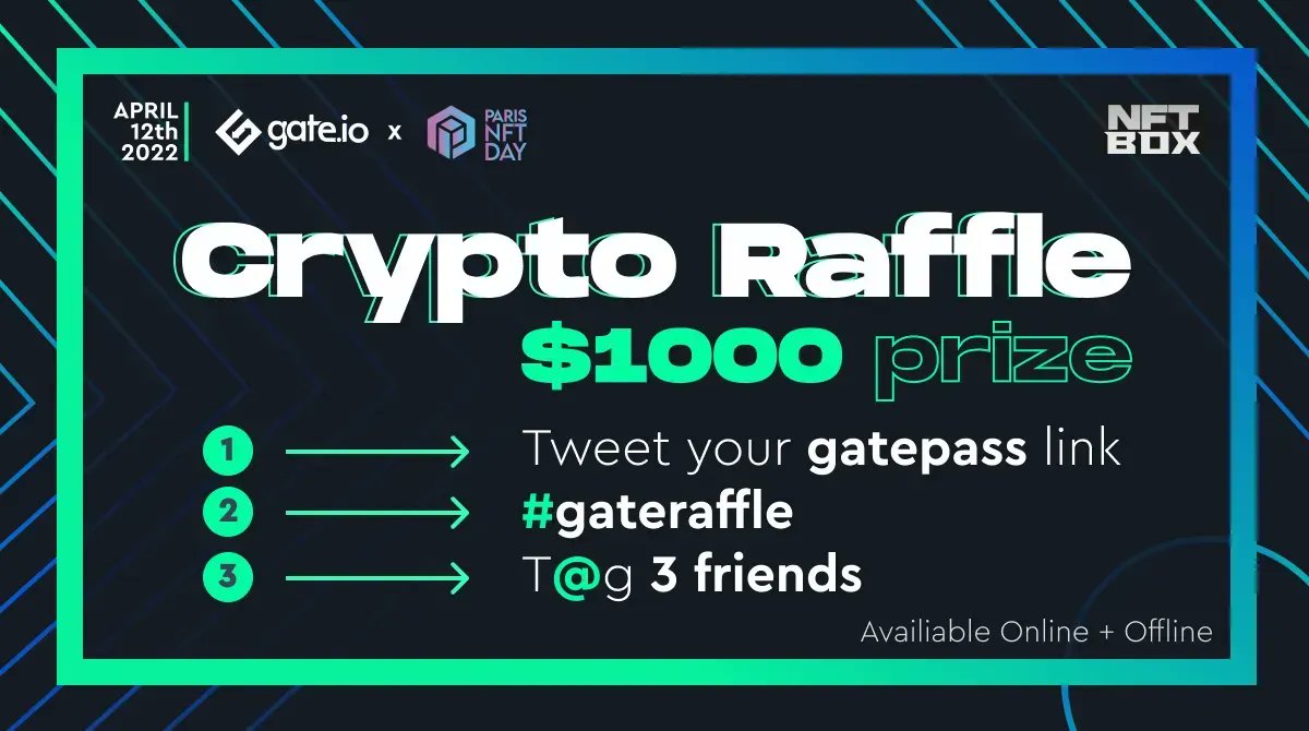 #Gateio #GateRaffle @ #ParisNFTday ~ $1000 #Giveaway

🎟️Claim your free #GatePass and take part in our lottery with a single tweet:
1️⃣Include the link to your #GatePass
2️⃣Use the #GateRaffle hashtag
3️⃣Tag 3 friends

🔗Claim your #GatePass: gate.io/nft/collection…