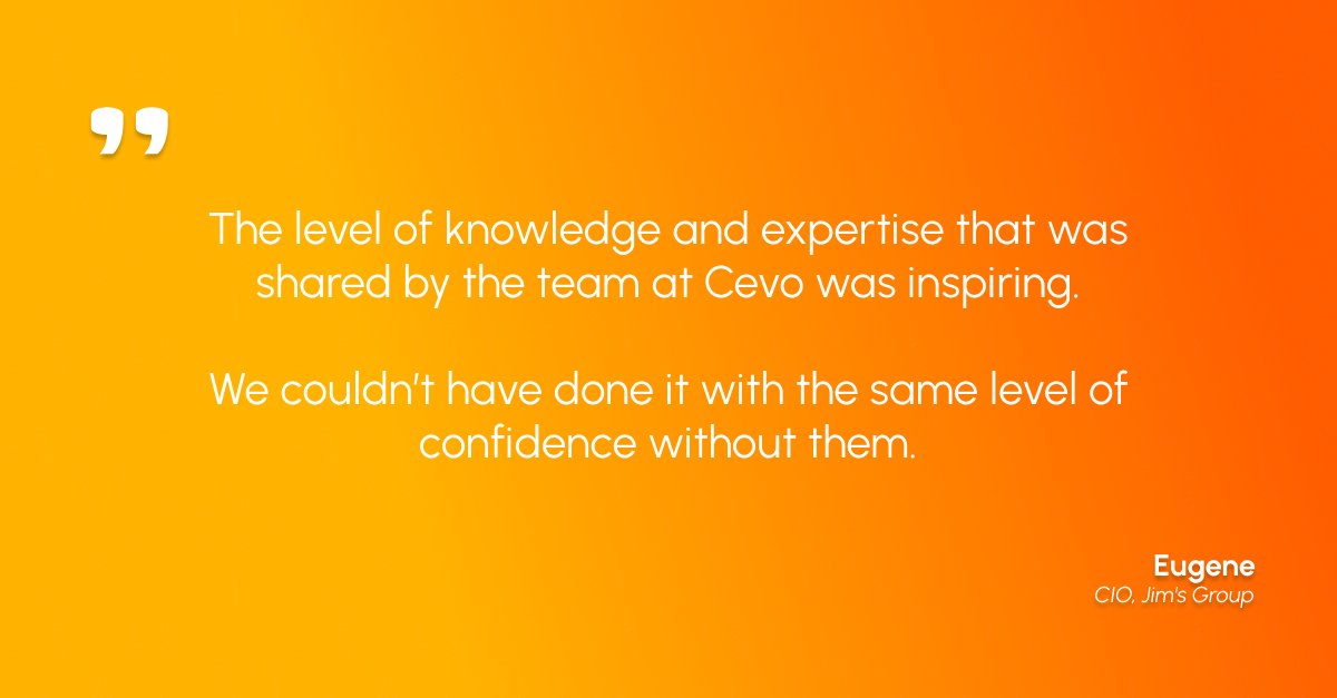 cevoaustralia's tweet photo. We love hearing from our customers 💥
Cevo recently attained #AWS DevOps Competency status, an achievement that wouldn't have been possible without the support from our fantastic customers, such as those at @JimsGroup.
#DevOps #CloudNative #AWSCompetency #APNProud https://t.co/rqrnJRMds2