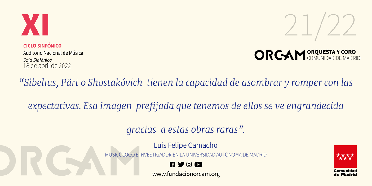 ✍️ ¡Consulta las notas al programa del XI #CicloSinfónico!

Lee en nuestra página web el interesante análisis que <a href="/Luisfecamacho/">Luis F. Camacho</a>, musicólogo e investigador en la <a href="/UAM_Madrid/">UAM Autónoma Madrid</a>, hace sobre las tres singulares obras que sonarán en el próximo concierto.

✒️→ bit.ly/XICicloSinfoni…