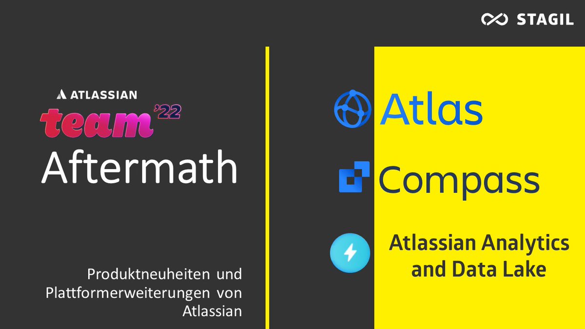 STAGIL_TEAM's tweet photo. Wir stellen Neuigkeiten von der Atlassian Flagship Konferenz Team 22 vor:

- Atlas
- Compass
- Data Lake und Atlassian Analytics

Erfahren Sie mehr in unserem Blog: https://t.co/LB20Hf4zpv

#team22 #AtlassianAtlas #AtlassianCompass #AtlassianAnalytics https://t.co/tl9sXX7uvz