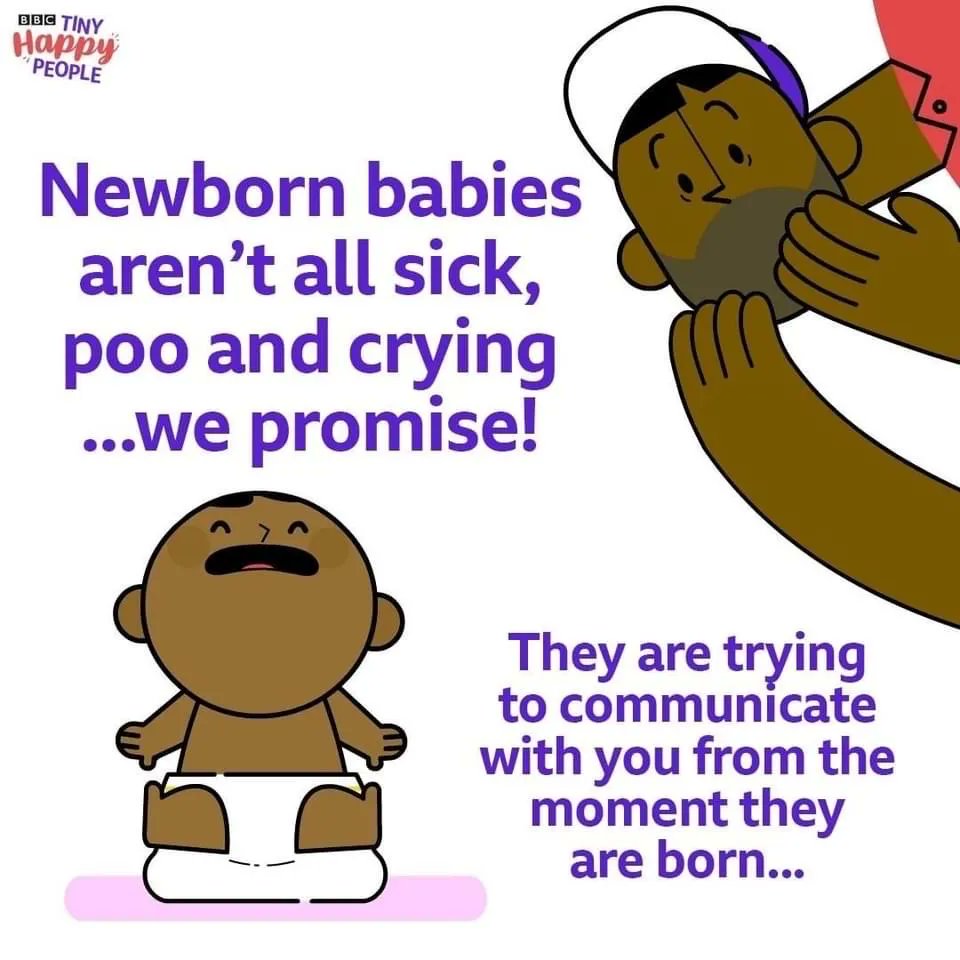 HS_Hillingdon's tweet photo. Great insight from @bbctinyhappypeople on how your baby is trying to communicate with you from the moment they are born 🥰 Swipe for some of the things they might be trying to tell you. 👇
#tinyhappypeople #babybodylanguage #tipsforparents https://t.co/87CsfmZt0U