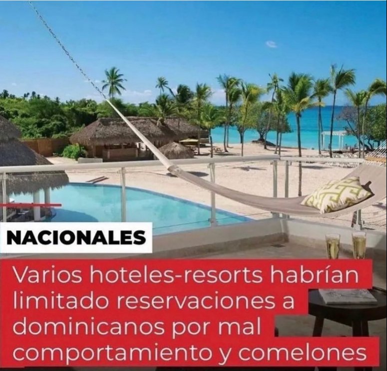 Da pena que las cadenas hoteleras, tengan ese concepto del Dominicano, cuando el mismo gobierno e incluso estaba financiado con cuotas para que turismo interno se active. 
#imagendelacartera #raquelliranzo
#luisabinader #Turismo #RepublicaDominicana