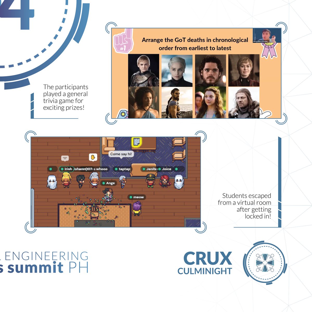 ChESSPH's tweet photo. [DAY 4 RECAP]

It's been 3 days since CAELUM: The Idea Generation Seminar, and CRUX: The Culmination Night!

Below is a recap of the day's events.We hope everyone had fun!

#ChESSPH2022 
#ChESSPH
#ChESSPHCaelum
#ChESSPHCrux https://t.co/fKsRuHU9Rm