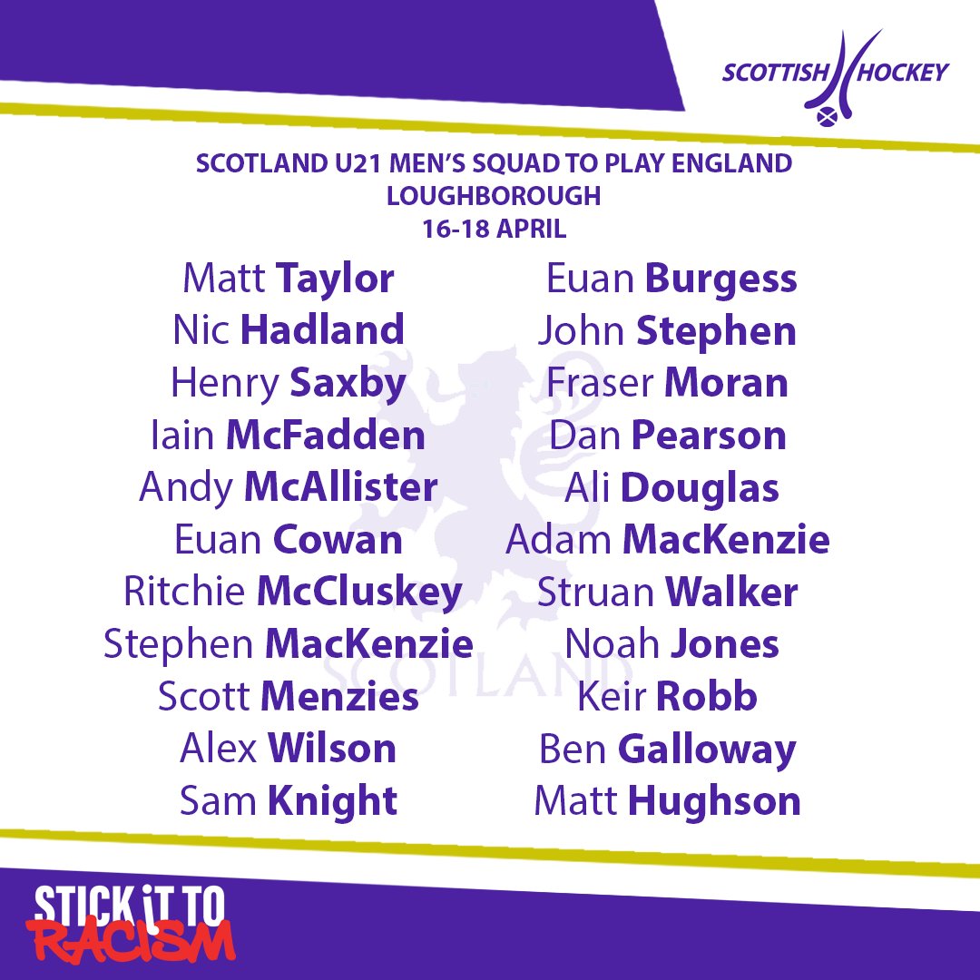 ScottishHockey's tweet photo. Scotland U21 menβs squad announced to face England in Loughborough this weekend. π΄σ §σ ’σ ³σ £σ ΄σ Ώπ΄σ §σ ’σ ³σ £σ ΄σ Ώ
Read more here π https://t.co/qld0zEYSQl https://t.co/Is1OBEloPn