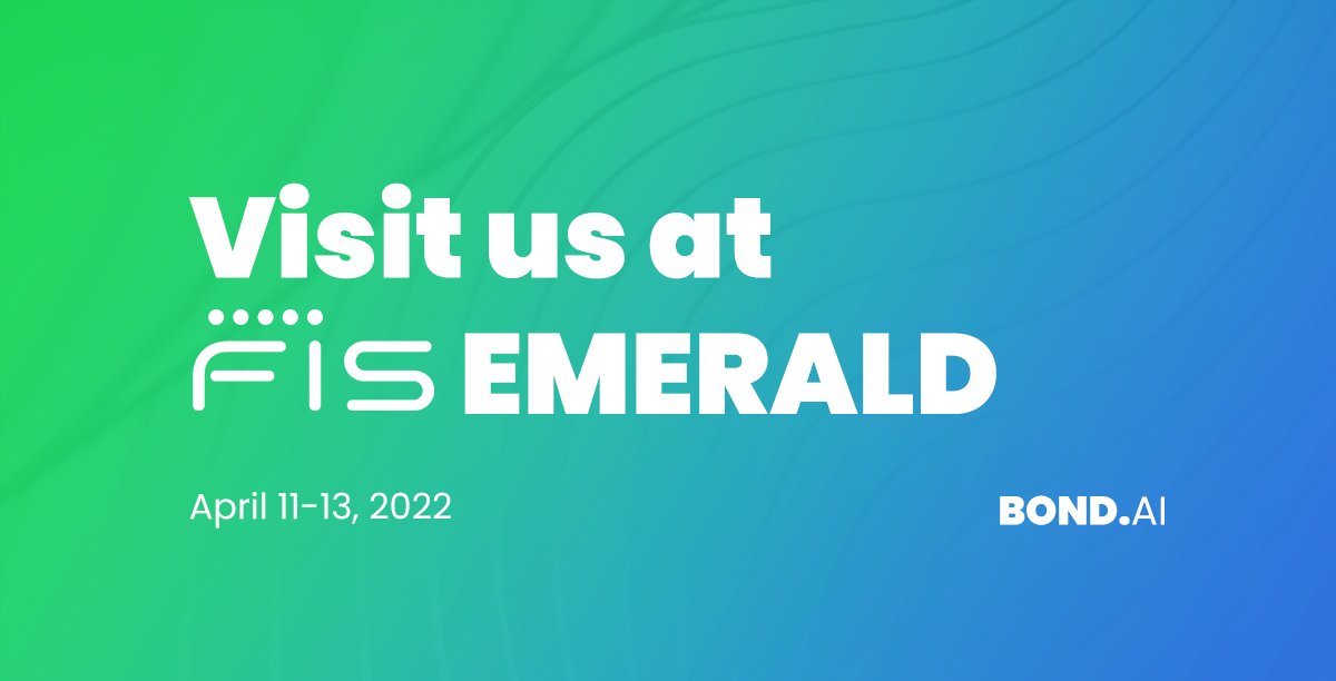 BondDotAi's tweet photo. It's Day 2 of #FISEmerald! Curious about the #EmpathyEngine? Here's where to find us!
8-9am - Solutions Expo booth 102K
10:30am-1pm - SE booth 102K
4:15pm - Meet the Future of Fintech panel (3011) w/ CEO Uday Akkaraju
5:30-7pm - SE Reception booth 102K
@FISGlobal https://t.co/WRdlRD5rcL
