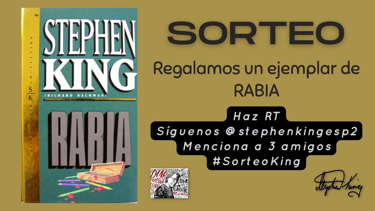 #SorteoKing 🪓🔥

¡Llévate un ejemplar de RABIA! 📚📘

1. Haz RT en este tweet
2. Sigue a <a href="/Stephenkingesp2/">Stephen King España 🪓🔥</a> 
3. Menciona a 3 amigos con el hashtag #SorteoKing 

¡SUERTE! 🤞