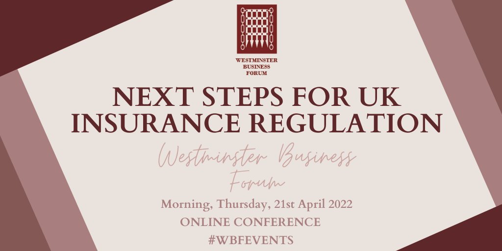 Join @WBFEvents on the 21st April to discuss UK insurance! Speakers include @Tootingdaley @AXAUK @fairerfinance @CIIGroup @TheFCA @CWilford @eiopa_europa_eu @LondonLmg @JimmySwims @MyUrbanJ @BritishInsurers @PwC @bankofengland! More information: bit.ly/3Bj1Ste