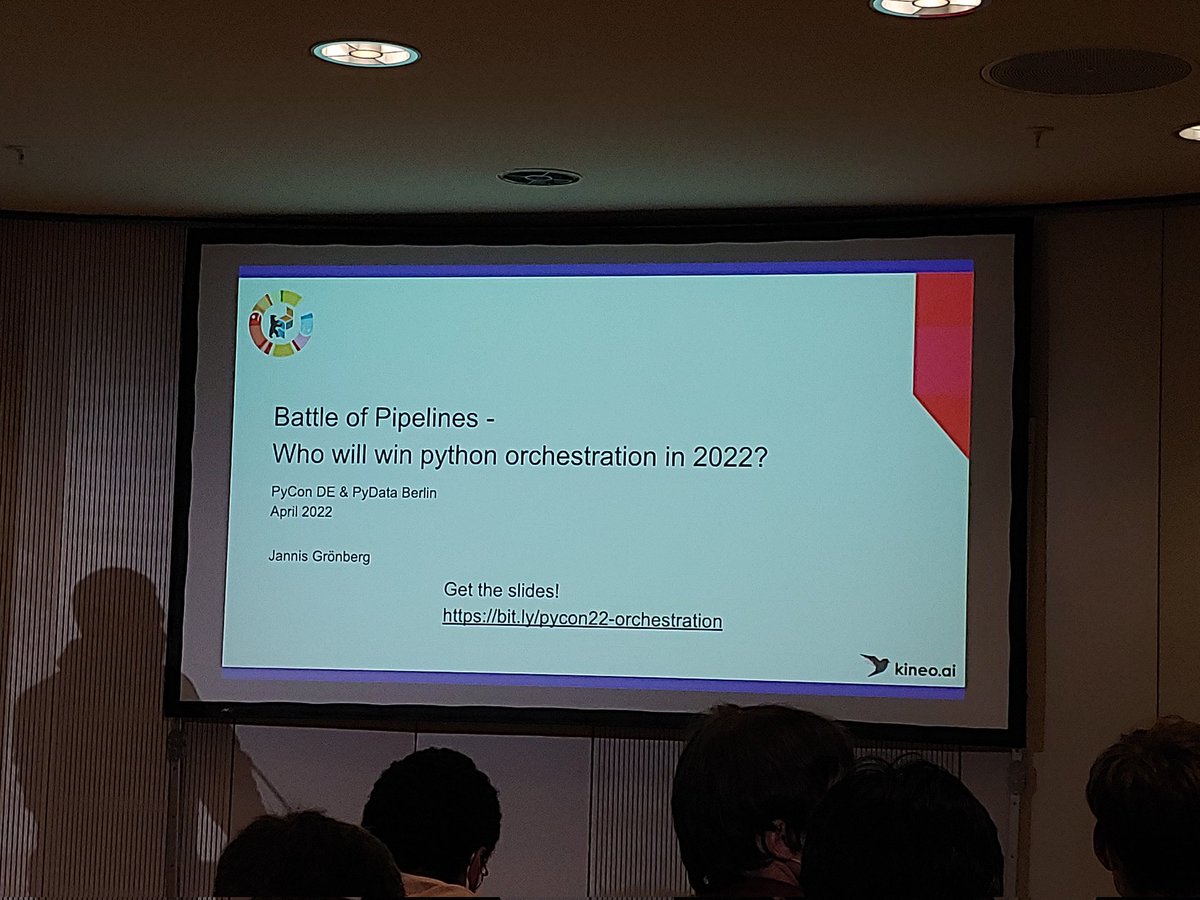 Tobias Sterbak (@tobias_sterbak) on Twitter photo I'm ready for the battle of the pipelines <a href="/PyConDE/">PyConDE & PyData</a> <a href="/pydataberlin/">pydataberlin</a> by Jannis Grönberg.
Excited to get some updates on #python orchestration on 2022. ⚙️ I'm ready for the battle of the pipelines <a href="/PyConDE/">PyConDE & PyData</a> <a href="/pydataberlin/">pydataberlin</a> by Jannis Grönberg.
Excited to get some updates on #python orchestration on 2022. ⚙️
