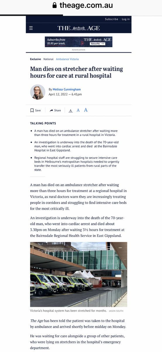 hrhmackenzie's tweet photo. 💥💥 A Victorian DIES WAITING FOR A HOSPITAL BED….Where are the beds Dan Andrews you criminal !!!!! #sackdanandrews #VoteVicLaborOut #SackMartinFoley https://t.co/7Q6SGxzULG