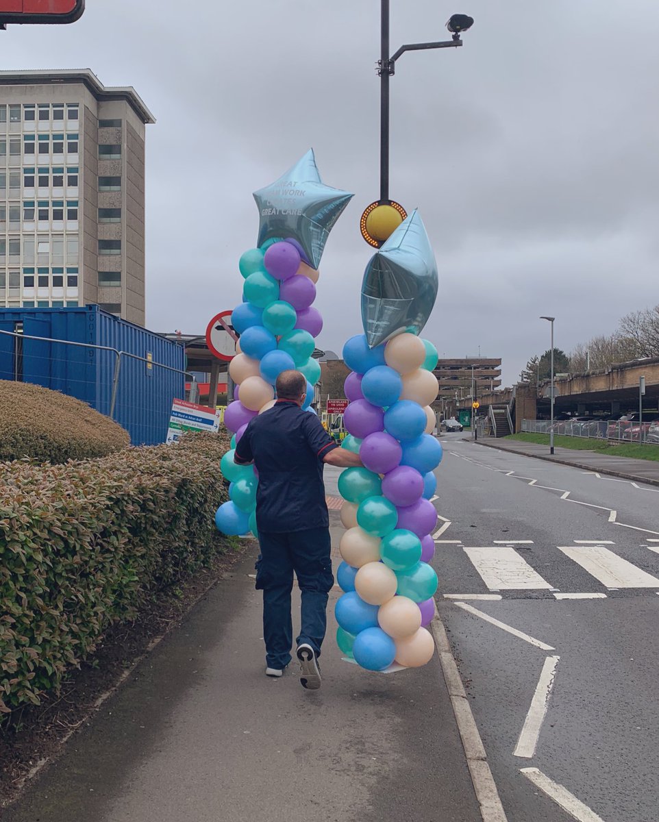 Mr @jonesab11 delivering the fabulous balloons from the C&W Staff Recognition Event supplied by @PartyCentral74 to their new home in the foyer of the Children’s Hospital! Please don’t blow away 😂 @Cath_wood1