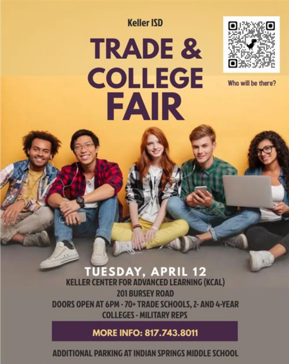 KCAL_KISD's tweet photo. Senior year is coming to a close. Haven't decided on a college yet. Join us tonight @ 6pm for the Trade and College Fair! https://t.co/XpWxwixF1f