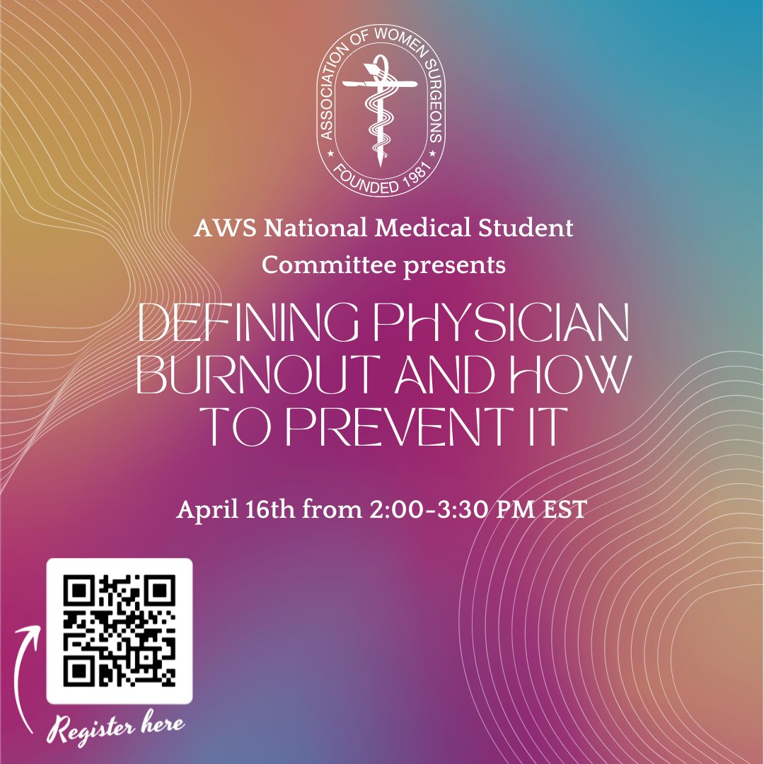 Bristol WinS (@bristolwins) on Twitter photo AWS Quarter 4 Event: Defining Physician Burnout and How to Prevent it 🩺
Saturday, April 16th, 2022 from 7:00-8:30 PM (GMT+1) 🏥
Feating expert speakers. Submit questions and sign up here: forms.gle/UbHt3fFt634AMV…
<a href="/WomenSurgeons/">WomenSurgeons</a> <a href="/amwlknsn/">Aimee</a> <a href="/FaragNardin/">Nardin Farag</a> <a href="/anniesnitman/">Annie Snitman</a> AWS Quarter 4 Event: Defining Physician Burnout and How to Prevent it 🩺
Saturday, April 16th, 2022 from 7:00-8:30 PM (GMT+1) 🏥
Feating expert speakers. Submit questions and sign up here: forms.gle/UbHt3fFt634AMV…
<a href="/WomenSurgeons/">WomenSurgeons</a> <a href="/amwlknsn/">Aimee</a> <a href="/FaragNardin/">Nardin Farag</a> <a href="/anniesnitman/">Annie Snitman</a>