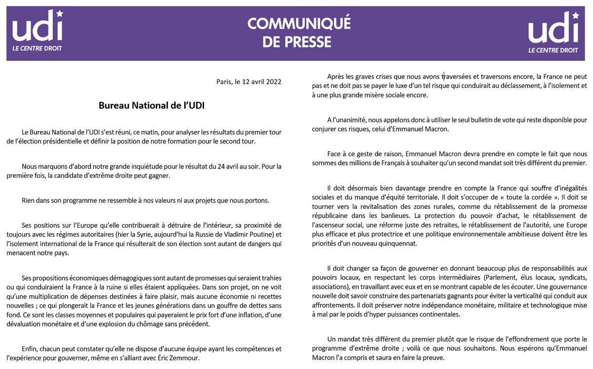 cfavettasieyes's tweet photo. #JusticeSociale #EquiteTerritoriale #Education et #Environnement doivent être désormais les 4 points cardinaux du 2eme mandat d’@EmmanuelMacron. Ce matin le Bur Pol. de l’@UDI_off a voté à l’unanimité en faveur du président sortant pour le 2nd tour des @electionspresidentielles https://t.co/vxrtglAl8O