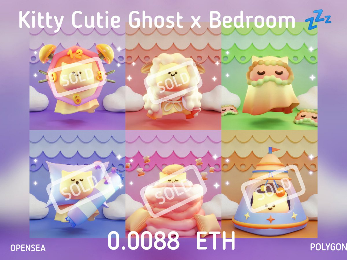 🔥🔥Only 1 Left 🔥​🔥​
🐱 Kitty Cutie Ghost x Bedroom​ 👻💤
💚💚
⛅️ Only​ 0.008​8  ETH
🌈 Opensea (💜Polygon) : opensea.io/collection/kit…

.
#NFTcollection 
#NFTdrop #nftcollectors #NFTCommunity #NFTTHAILAND #polygonNFT #Polygon #NFTJapan #NFTartist #NFTs #NFT宣伝枠
#NFT買います