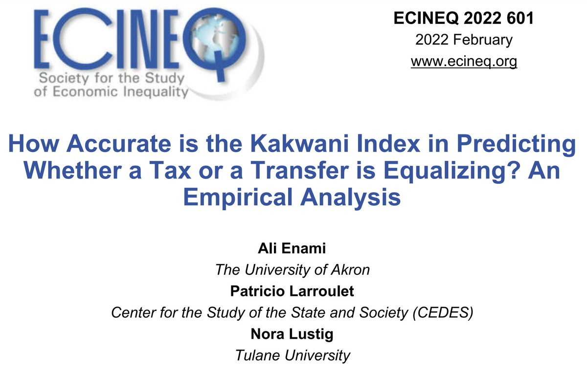 ECINEQ WP-601. <a href="/Ali_Enami/">Ali Enami, Ph.D.</a> P.Larroulet <a href="/noralustig/">Nora Lustig</a> use novel dataset including fiscal incidence results for 39 countries and find that likelihood of Kakwani
index to be progressive (regressive) while tax/transfer is unequalizing (equalizing) is minimal, except for indirect taxes