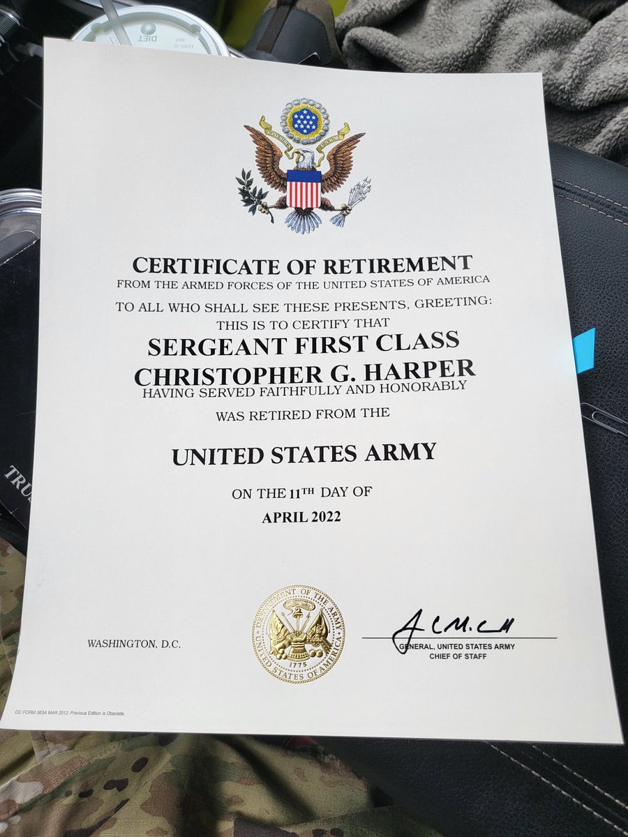 Game over.  💪🇺🇸🤘
It was the greatest honor and biggest pain in my d*ck... worth every moment. Thanks to those of you who kept me afloat, you're on here and know who you are, just don't want to call you out. What a ride. SFC Harper, out. 🤯 #blessed #ThisIsMySquad
