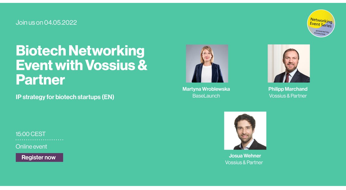 📅Join us and Vossius for this event about developing a strong patent strategy for startups. Learn what is the value of a patent application, how to create value through IP asset management and valuation, and the right time to file a patent. Register here: hubs.ly/Q017W0-H0