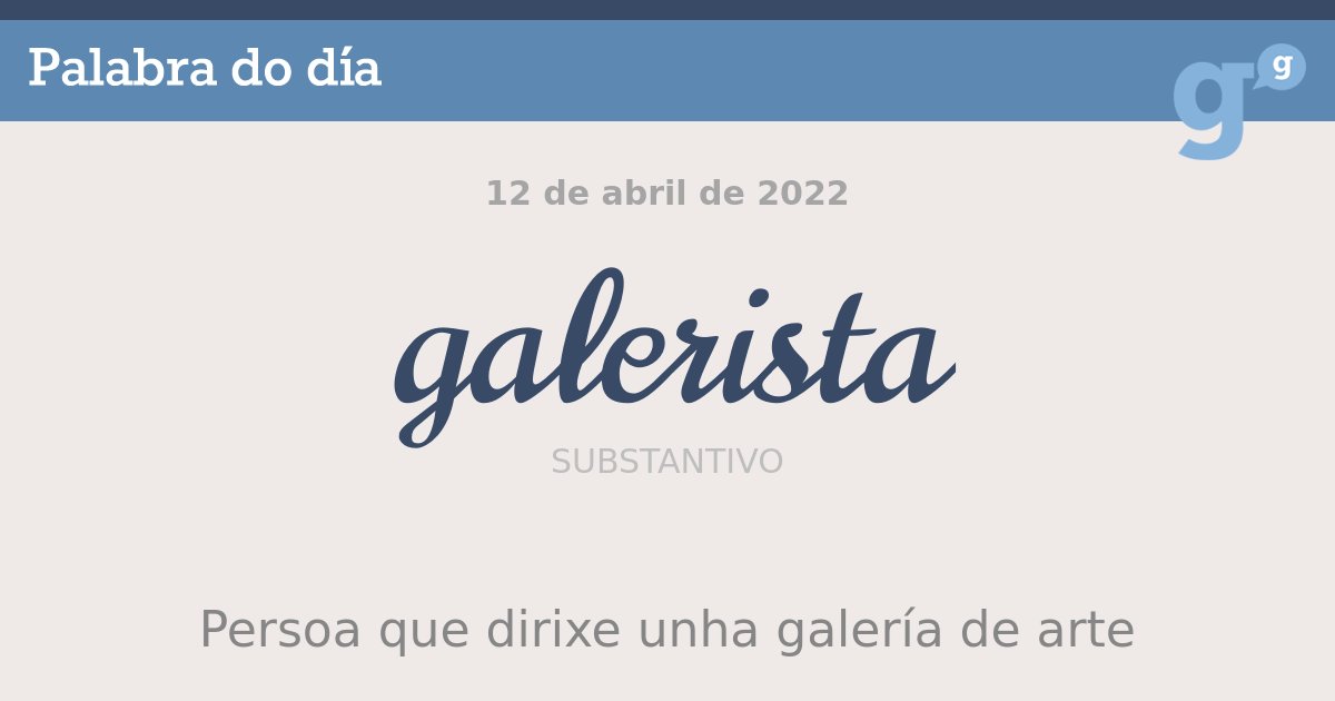 PortalPalabras's tweet photo. #Galeristas, os e as profesionais que descobren e difunden a obra dos e das #artistas. #palabradodía @ANTDiario 
 - https://t.co/y6dH4wijjE https://t.co/jEJYa3n23m