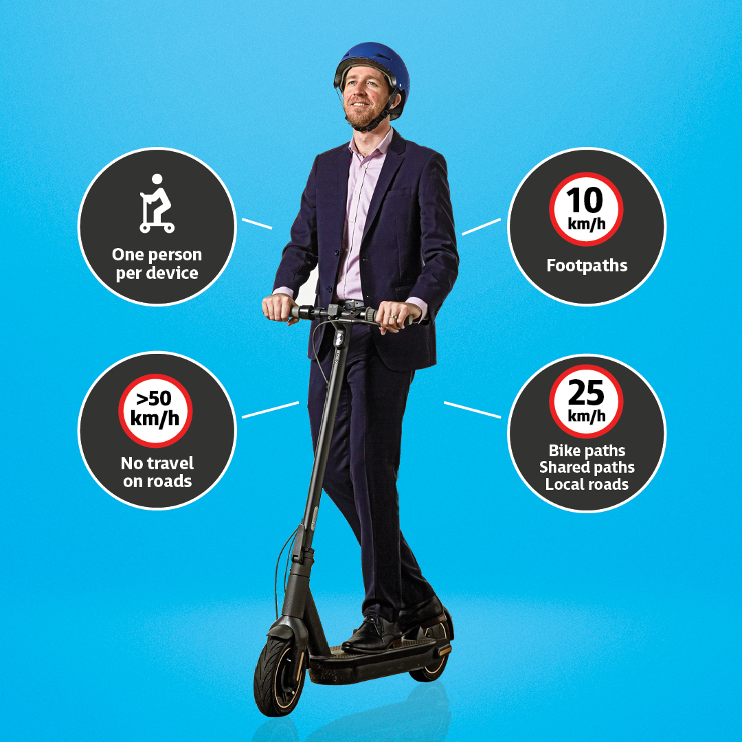 RoadSafetyWA's tweet photo. Josh makes his eRide safe by following the speed limits on his commute to work, riding solo and not travelling on roads with speed limits greater than 50km/h.
Be like Josh and remember the rules to make every eRide safe.
https://t.co/CkFFu8QPEY
#makeeveryjourneysafe #eRideable https://t.co/KdxoFGg6gU