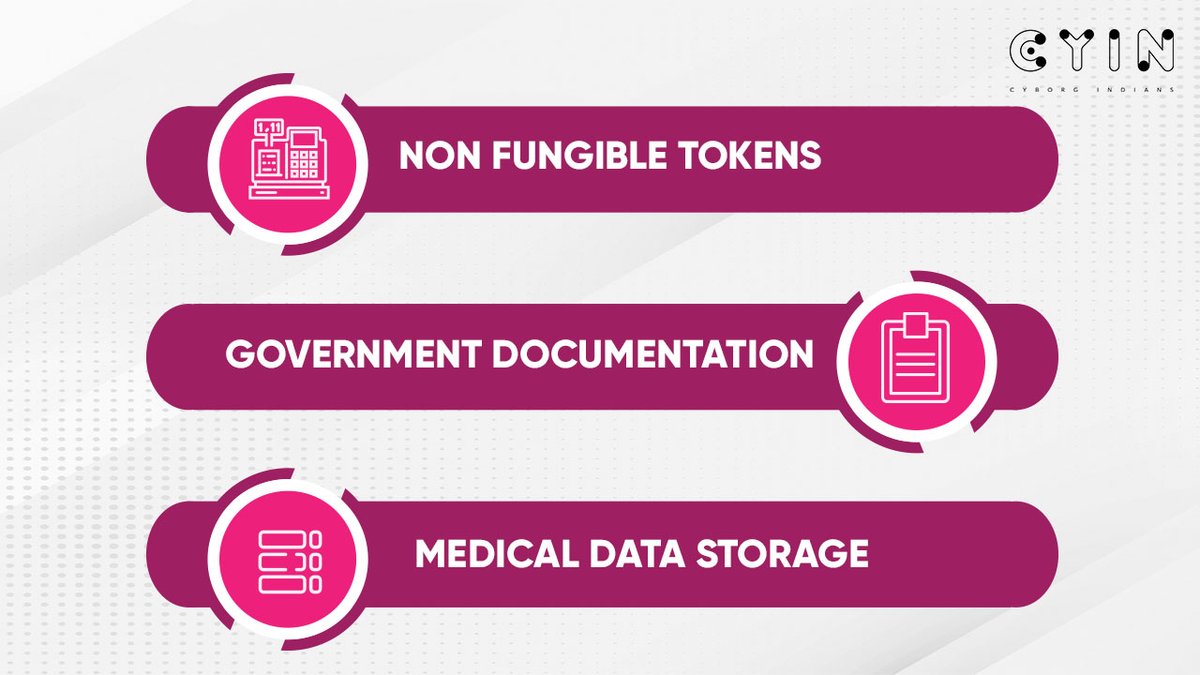 CyborgIndians's tweet photo. PART 1/2
While the idea works extremely well for Bitcoin and other cryptocurrencies, there are loads of other useful applications of blockchain technology. Here are few of them
#CYINEducation #CYIN #NFT #CyborgindiansNFT #cyborgindians #btc https://t.co/y9BkV5tN64