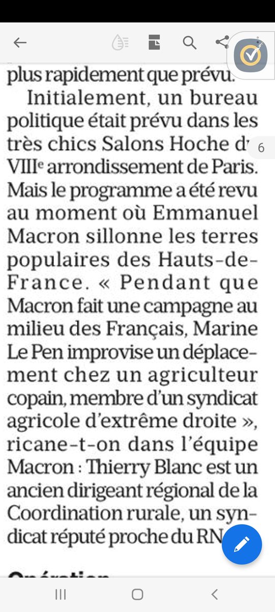 Macronwhatelse's tweet photo. Dans Le Parisien du 12/04...MLP fait semblant d'aller à la rencontre d'un agriculteur...hasard ? 🤣🤣c'est un sympathisant du RN ! Fumisterie comme tout son programme et sa nouvelle humanité ! DANGER !
#avectous
#JevoteMacron https://t.co/6bbpfMBykc
