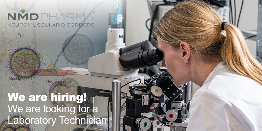 NMDPharma's tweet photo. We are hiring! NMD Pharma is looking for a dedicated in vivo Laboratory Technician for our Research department. What is NMD Pharma? NMD Pharma discovers and develops novel therapeutics for neuromuscular diseases. Please have a look here: https://t.co/9mvbc3HrH0
#Hiring #LabTech https://t.co/Co0oz7wkAt