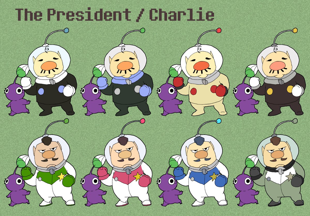 AngerSquared's tweet photo. Now I return with a double-feature Smash Pallet.
The President and Charlie as Semi-Clones for Olimar and Alph! 

#palletswaps #myart #myartwork #characterdesign #colorpallet #design #PikminFanart #SuperSmashBros #palletswap #fanart #smash #smashbros #pikmin #artistsontwitter https://t.co/QnMtkspPpH