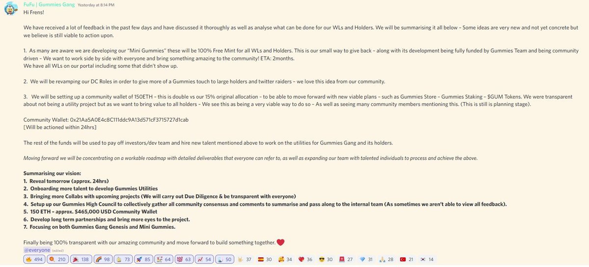 Reveal Day Announcement! 💭

We have received a lot of feedback in the past few days &amp; have discussed it thoroughly/analyse what can be done for our WLs and Holders. We will be summarising it all below – Some ideas are very new but we believe is still viable to release.