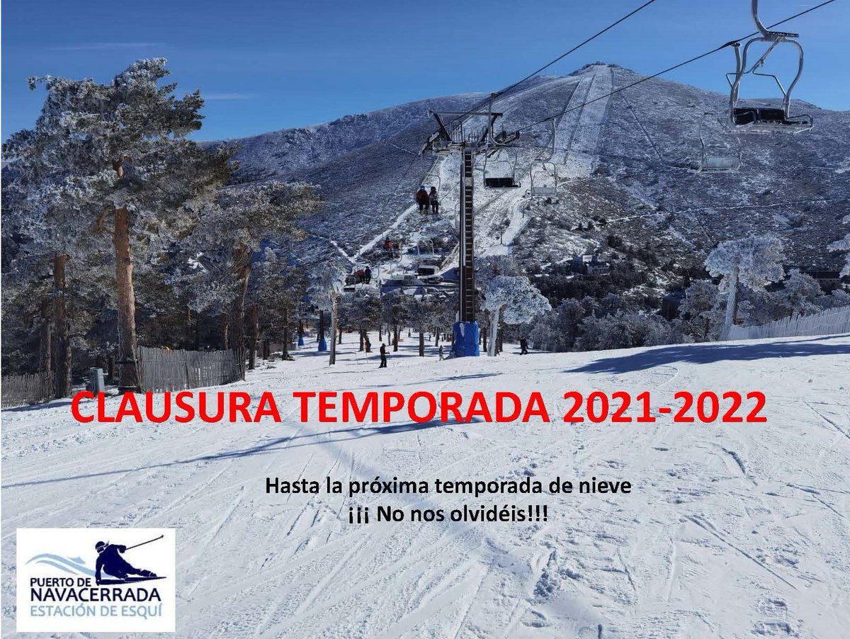 SkiNavacerrada's tweet photo. CLAUSURA TEMPORADA 2021-2022
Otro año más, se nos escapa la lagrima escribiendo estas palabras de despedida.
Hemos superado récord de apertura sin interrupciones ya que desde el 12 de enero que re-abrimos, únicamente hemos cerrado 3 días en marzo. 
https://t.co/dHnVrN7kev https://t.co/qG8ddJP1fO