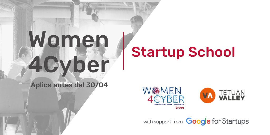 Tetuan Valley (@tetuanvalley) on Twitter photo ¿Tienes una startup en el campo de ciberseguridad? 💡Lanzamos Women4Cyber Startup School junto a
<a href="/Women4Cyber_SP/">Women4Cyber_Spain</a>
Apostamos por equipos que tengan al menos una mujer entre los fundadores del proyecto. Aplica aquí 👉tetuanvalley.com/startup-school… ¿Tienes una startup en el campo de ciberseguridad? 💡Lanzamos Women4Cyber Startup School junto a
<a href="/Women4Cyber_SP/">Women4Cyber_Spain</a>
Apostamos por equipos que tengan al menos una mujer entre los fundadores del proyecto. Aplica aquí 👉tetuanvalley.com/startup-school…
