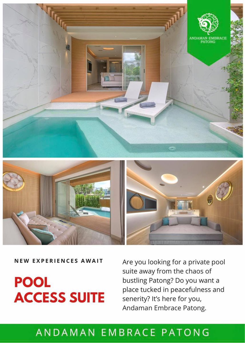 AndamanEmbraceP's tweet photo. New private Pool Access Suite in Patong Beach, Phuket.
#AndamanEmbracePatong https://t.co/GtA8EA5hVB