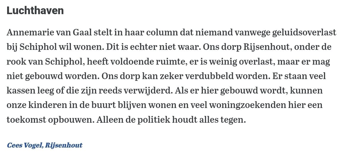 Standpunt waar <a href="/forzahmeer/">Forza! Haarlemmermeer</a> het roerend mee eens is en al langer voor pleit. Weg met de reservering van de parallelle Kaagbaan en bouwen,bouwen, bouwen..........................👇