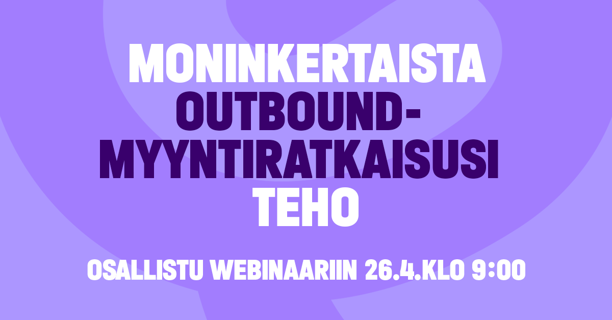 Tehosta myyntiä ääniratkaisuilla! Valotamme tiistaina 26.4. klo 9–10 maksuttomassa webinaarissa, kuinka helpotat myynnin arkea Outbound by Enreach -myyntiratkaisulla.

Tule kuulolle! 👉 hubs.li/Q017W8ZX0

#webinaari #outbound #myynti