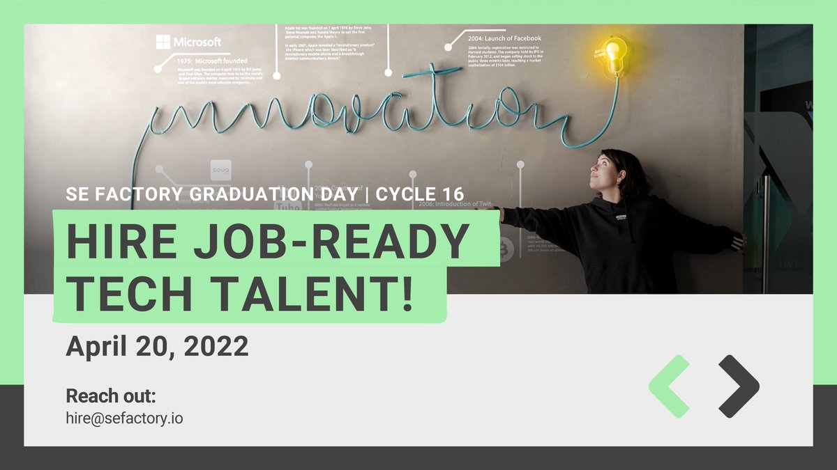 Looking to hire qualified tech talent? A new batch of grads from our award-winning bootcamp is almost ready! Join the 165+ companies in our global network free to get exclusive access to graduates! #techtalent #SEFactory #techbootcamp #hiretech #techgrads #careers #hiring
