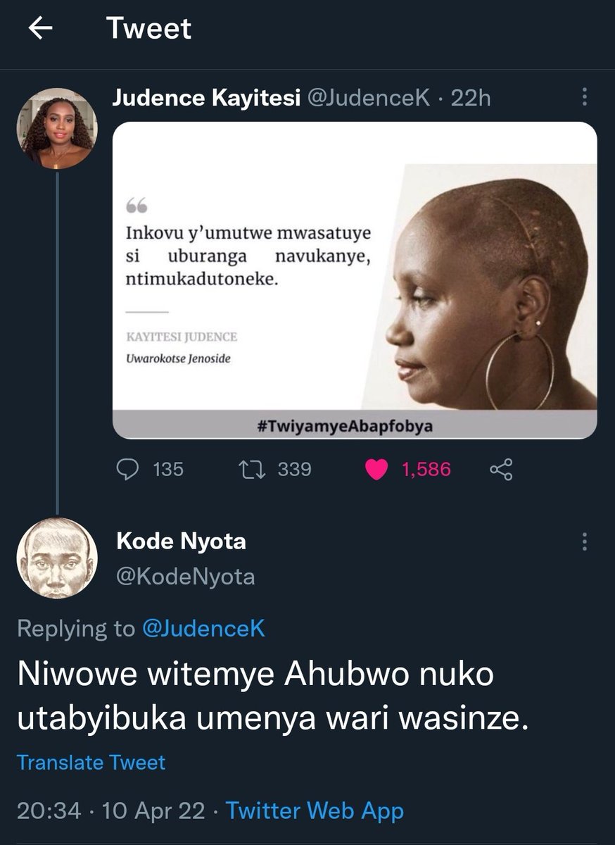 EgidieBibio's tweet photo. Harya ubu, how long are we going to bear with this Genocide ideology!?
@RIB_Rw uyu wiyita Kode Nyota harya ubwo abaye ari mu gihugu nta buryo yafatwa!?

@JudenceK impore nanone sis, n'ubundi nturiho kuko aribyo bifuzaga!
Dadira mama

#Kwibuka28 https://t.co/fzySwrQUFh